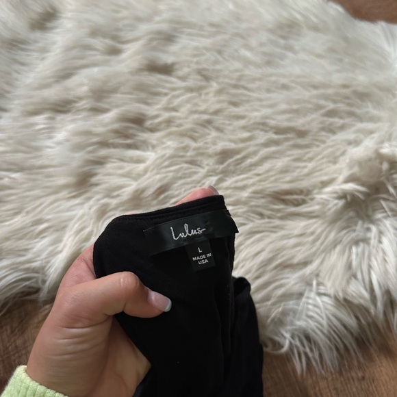 LULU’S Staying Basic Black Faux Wrap Sleeveless Bodysuit - Picture 4 of 4